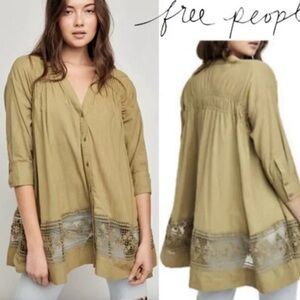 Free People green gardens button down sz XL
